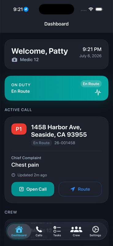 CADMedic iPhone field dashboard